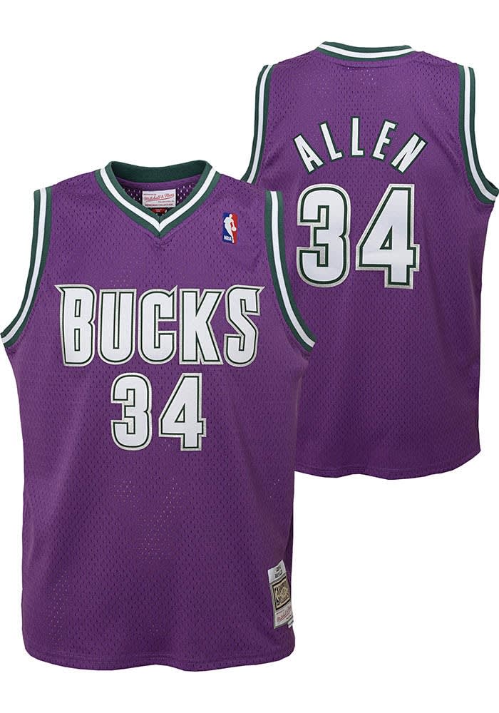 ウェア MITCHELL&NESS SWINGMAN JERSEY(RAY ALLEN) Milwaukee Bucks Ray Allen Youth PURPLE Swingman Road
