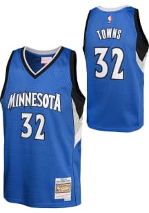 Karl-Anthony Towns  Mitchell and Ness Minnesota Timberwolves Youth Swingman Road Navy Blue Baske..