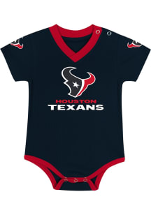 Houston Texans Baby Navy Blue Captain Style Short Sleeve One Piece