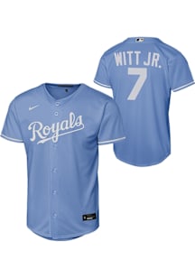Bobby Witt Jr  Nike Kansas City Royals Youth Light Blue Alt. 1 Replica Jersey