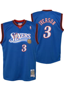 Allen Iverson  Mitchell and Ness Philadelphia 76ers Youth Swingman Alt Design Blue Basketball Je..