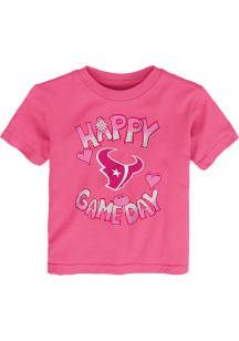 Houston Texans Infant Girls Happy Game Day Short Sleeve T-Shirt Pink