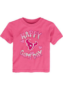 Houston Texans Toddler Girls Pink Happy Game Day Short Sleeve T-Shirt