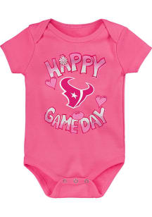 Houston Texans Baby Pink Happy Game Day Design Short Sleeve One Piece