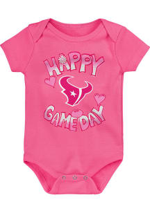 Houston Texans Baby Pink Happy Game Day Short Sleeve One Piece