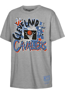 Mitchell and Ness Cleveland Cavaliers Boys Grey Play By Play Short Sleeve T-Shirt
