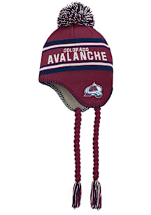Colorado Avalanche Maroon Jacquard Tassel Knit with Pom Youth Knit Hat