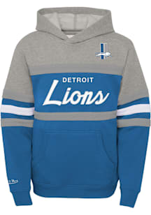 Mitchell and Ness Detroit Lions Toddler Blue Head Coach Long Sleeve Hooded Sweatshirt