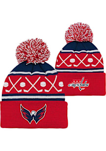 Washington Capitals Hockey Cuff Pom Baby Knit Hat - Red