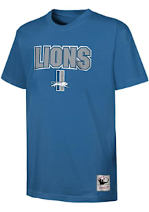 Mitchell and Ness Detroit Lions Youth Blue Legendary Slub Short Sleeve Fashion T-Shirt
