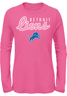 Detroit Lions Girls Pink Big Game Long Sleeve T-Shirt