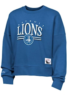 Mitchell and Ness Detroit Lions Girls Blue Slouchy Long Sleeve Sweatshirt
