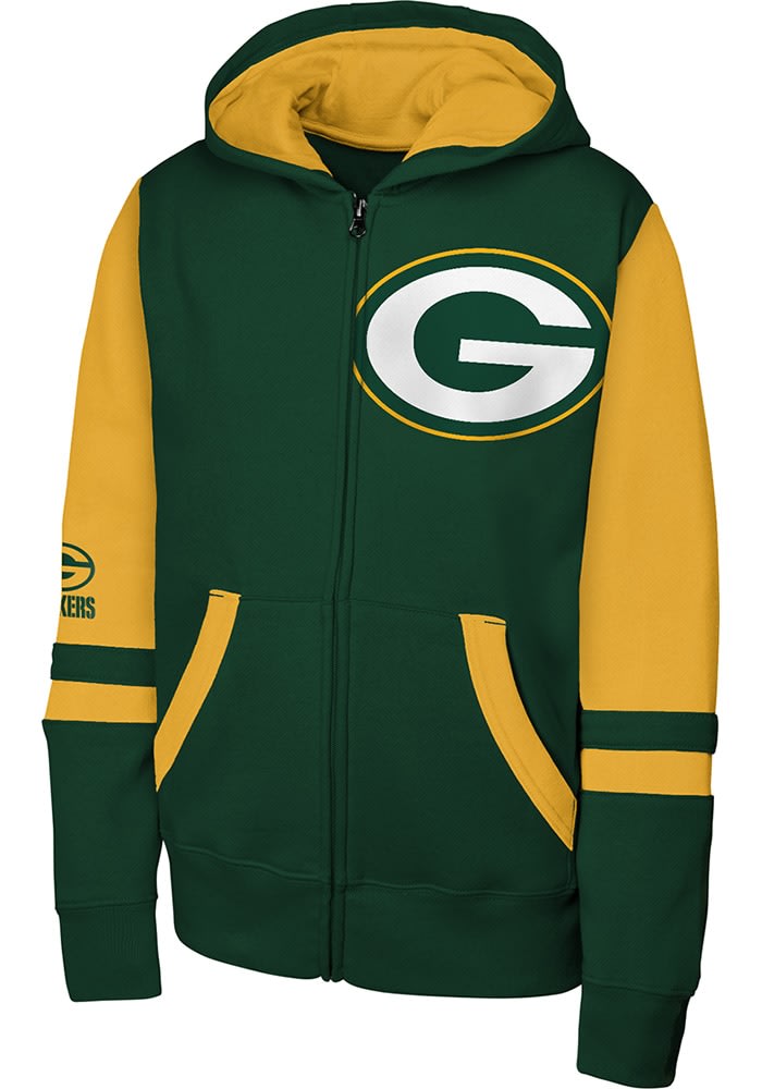Green Bay Packers Youth GREEN Stadium Long Sleeve Full Zip - 133431383
