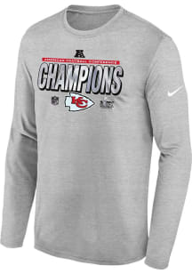 Nike Kansas City Chiefs Youth Grey 2024 Conference Champions LR Trophy Collection Long Sleeve T-Sh..