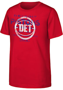 Detroit Pistons Youth Red Half Court Short Sleeve T-Shirt