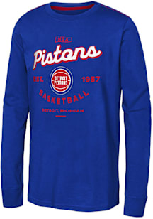 Detroit Pistons Boys Blue Low Post Long Sleeve T-Shirt