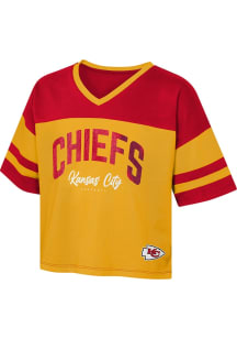 Kansas City Chiefs Girls Red Play Maker Short Sleeve Fashion T-Shirt