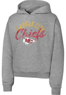 Kansas City Chiefs Girls Grey Huddle Up Long Sleeve Hooded Sweatshirt