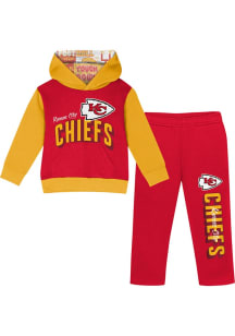 Kansas City Chiefs Toddler Red Coin Toss Hood Set Top and Bottom