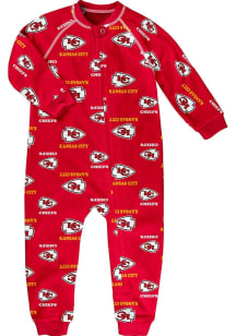 Kansas City Chiefs Kids Red Raglan Zip Loungewear PJ Set