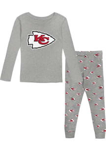 Kansas City Chiefs Kids Grey Primay Logo LS Loungewear PJ Set