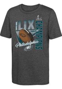 Philadelphia Eagles Youth Grey 2024 Super Bowl Champions Own The Moment Short Sleeve T-Shirt