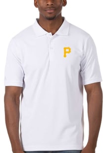 Antigua Pittsburgh Pirates Mens White Legacy Pique Short Sleeve Polo