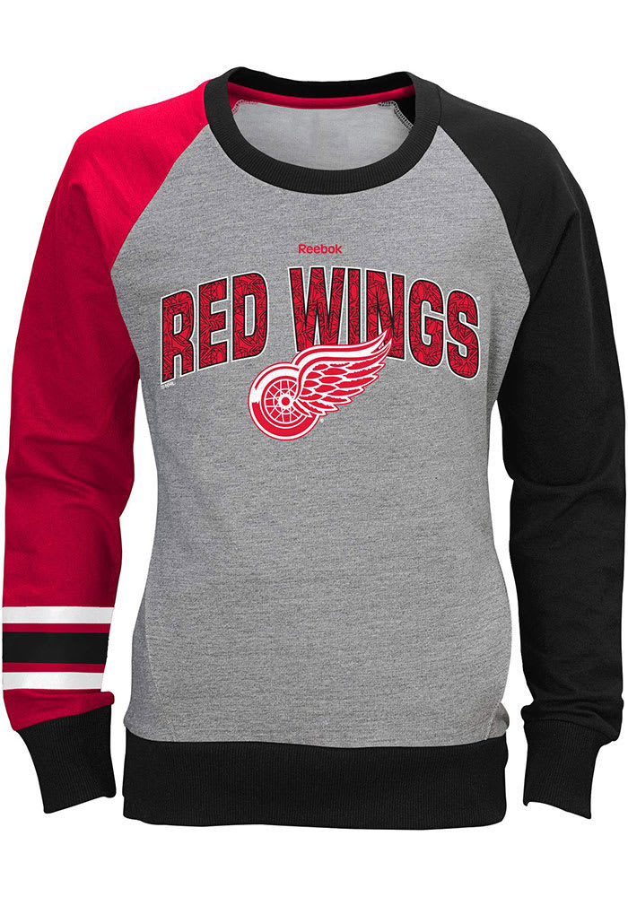 Detroit Red Wings Girls Grey Youth Girls Amethyst Long Sleeve Sweatshirt
