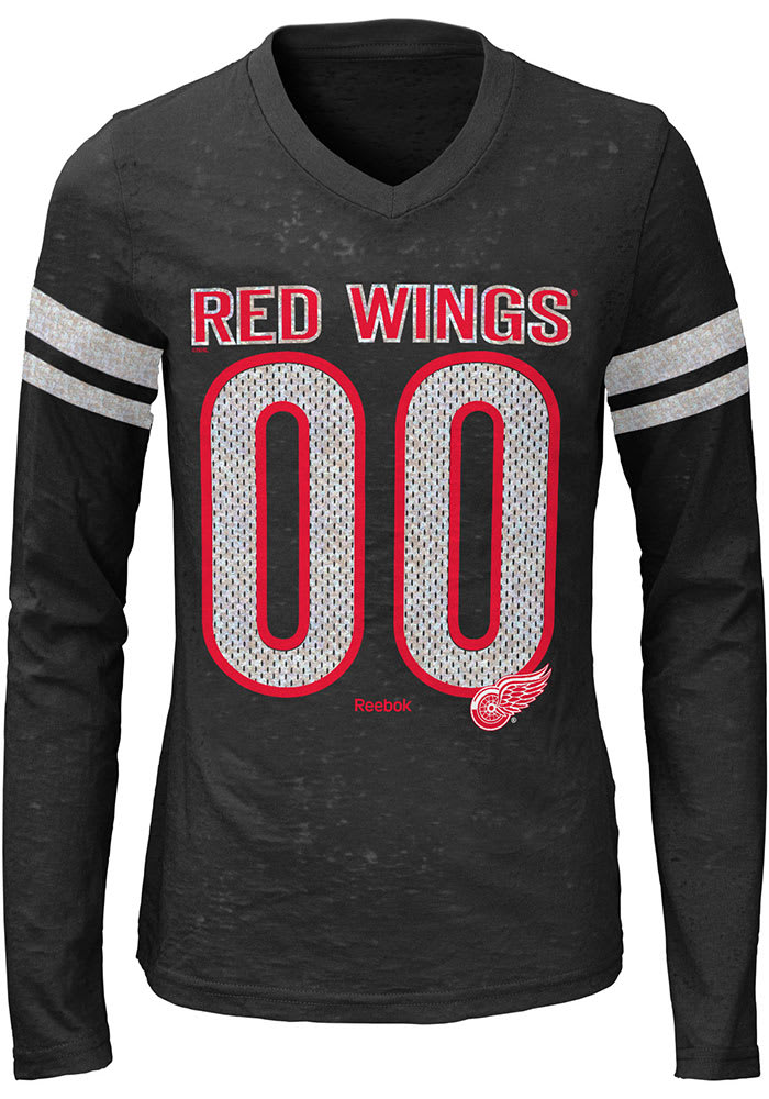 Detroit Red Wings Girls Black Youth Girls Opal Burnout Long Sleeve T-shirt