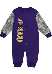 Minnesota Vikings Baby Purple Playbook Long Sleeve One Piece