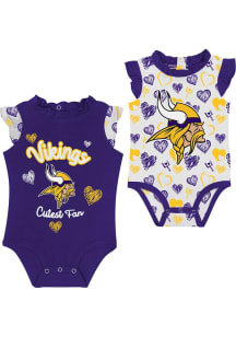 Minnesota Vikings Baby Purple Happy Hearts Design Set One Piece