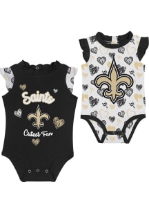 New Orleans Saints Baby Black Happy Hearts Set One Piece