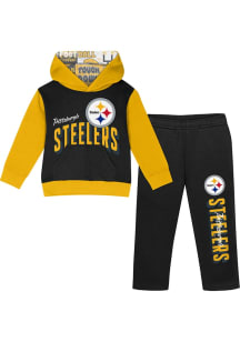 Pittsburgh Steelers Toddler Black Coin Toss Hood Set Top and Bottom