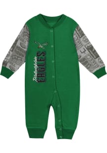 Philadelphia Eagles Baby Kelly Green Retro Playbook Long Sleeve One Piece