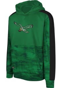 Philadelphia Eagles Youth Kelly Green Retro Pro Drill Long Sleeve Hoodie