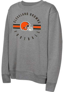 Cleveland Browns Boys Brown Power Stripes Long Sleeve Crew Sweatshirt