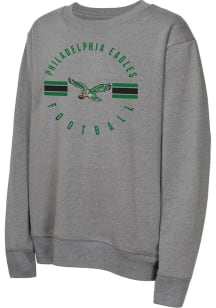 Philadelphia Eagles Boys Grey Power Stripes Long Sleeve Crew Sweatshirt