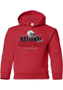 Youth Red Ohio State Buckeyes 2024 Football National Champions Long Sleeve Hooded Sweatshirt