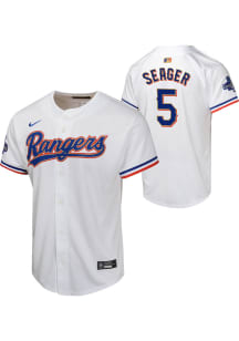 Corey Seager  Nike Texas Rangers Youth White 2023 World Series Gold Collection Patch Jersey