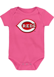 Cincinnati Reds Baby Pink Secondary Logo Short Sleeve One Piece