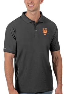Antigua New York Mets Mens Grey Legacy Pique Short Sleeve Polo