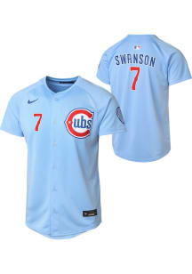 Dansby Swanson  Nike Chicago Cubs Youth Light Blue Alt 2 Limited Jersey