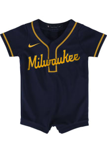 Nike Milwaukee Brewers Baby Navy Blue Alt 2 Replica Romper Jersey Baseball Jersey