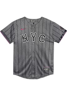 Nike NY Mets Boys Charcoal City Connect Limited Blank Baseball Jersey