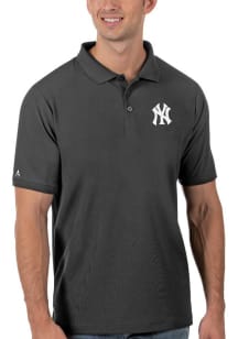 Antigua New York Yankees Mens Grey Legacy Pique Short Sleeve Polo