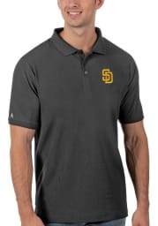 Antigua San Diego Padres Mens Grey Legacy Pique Short Sleeve Polo