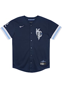 Nike KC Royals Boys Navy Blue City Connect Limited Blank Baseball Jersey