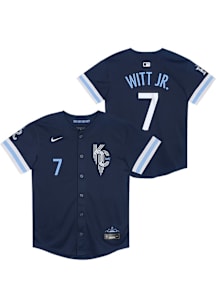 Bobby Witt Jr  Kansas City Royals Boys Navy Blue City Connect Limited Baseball Jersey