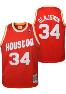 Hakeem Olajuwon  Mitchell and Ness Houston Rockets Youth Swingman Road Red Basketball Jersey