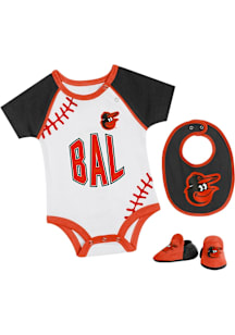 Baltimore Orioles Baby Black Tied Up Set One Piece with Bib